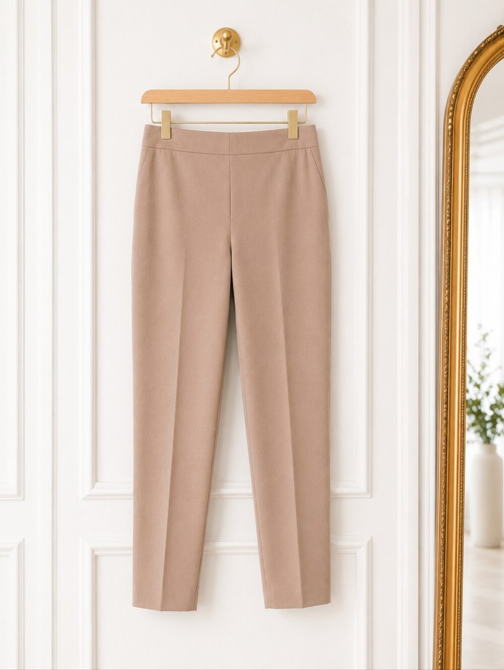 Chaus New York Blush Taupe Slim Ankle Pants Size 10 Career Quiet Luxury - Picture 6 of 9